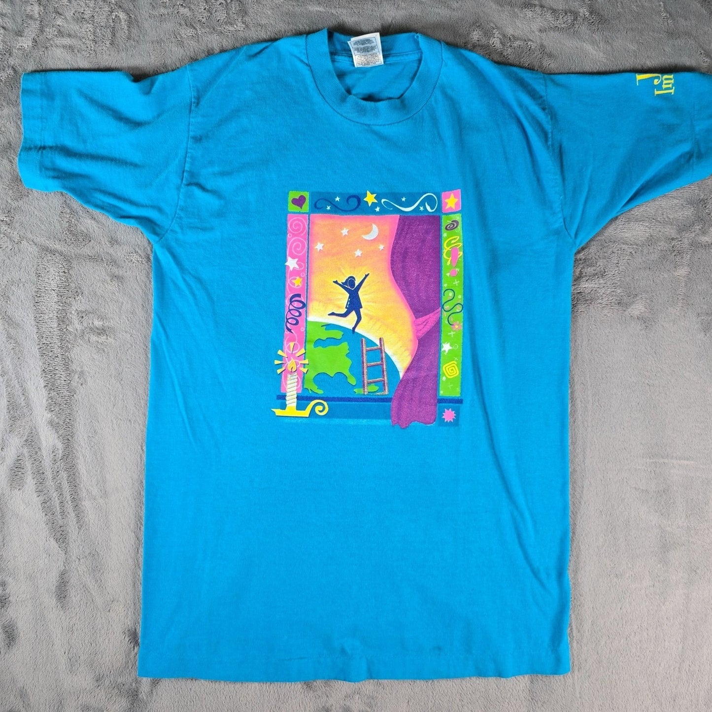 Vintage 1990s Girl Scouts 1998 "Just Imagine" Single Stitch Blue T-Shirt (M)