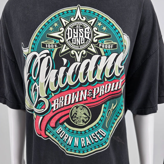 2010s Dyse One Chicano Born N Raised "Brown & Proud" Black T-Shirt (3XL) *Fair