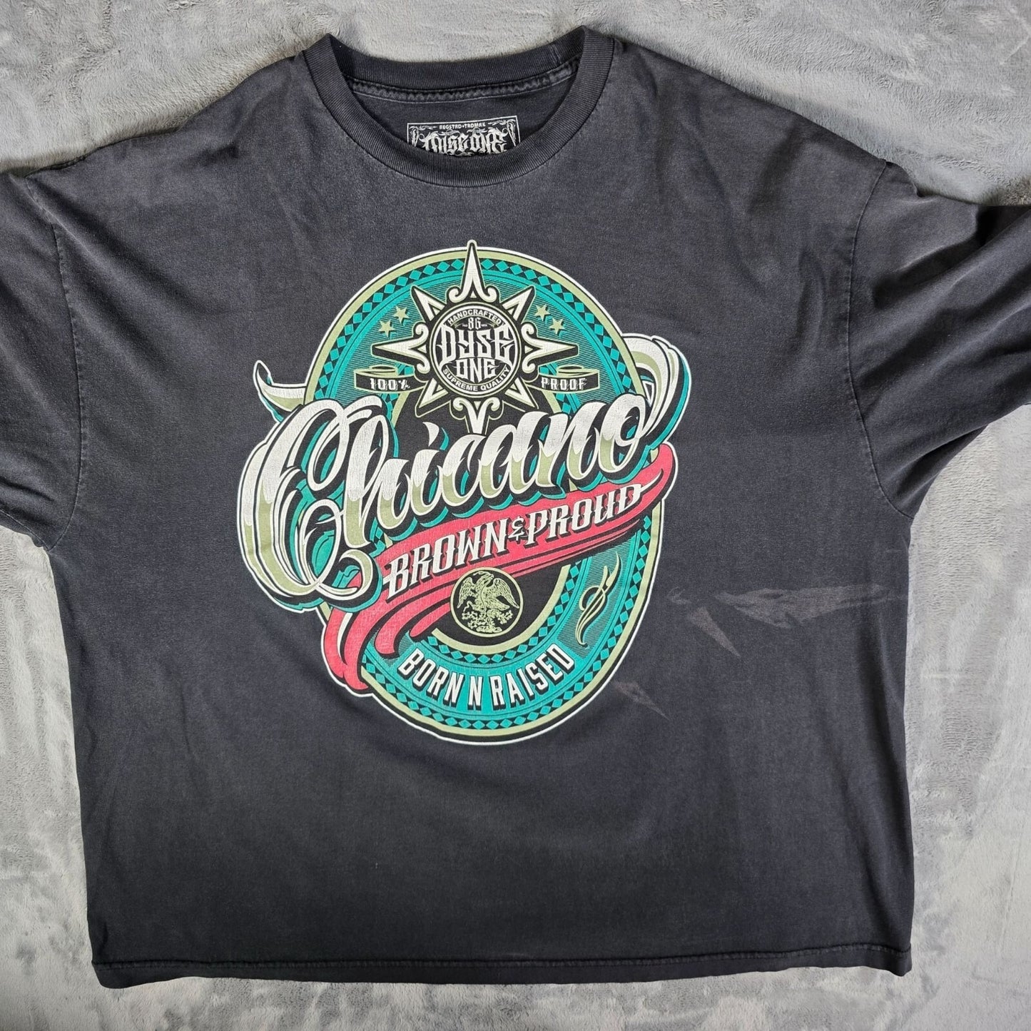 2010s Dyse One Chicano Born N Raised "Brown & Proud" Black T-Shirt (3XL) *Fair