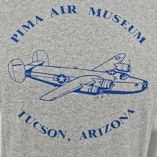 Vintage 1990s Pima Air Museum Tucson, Arizona B-24 Bomber Plane Gray T-Shirt (M)