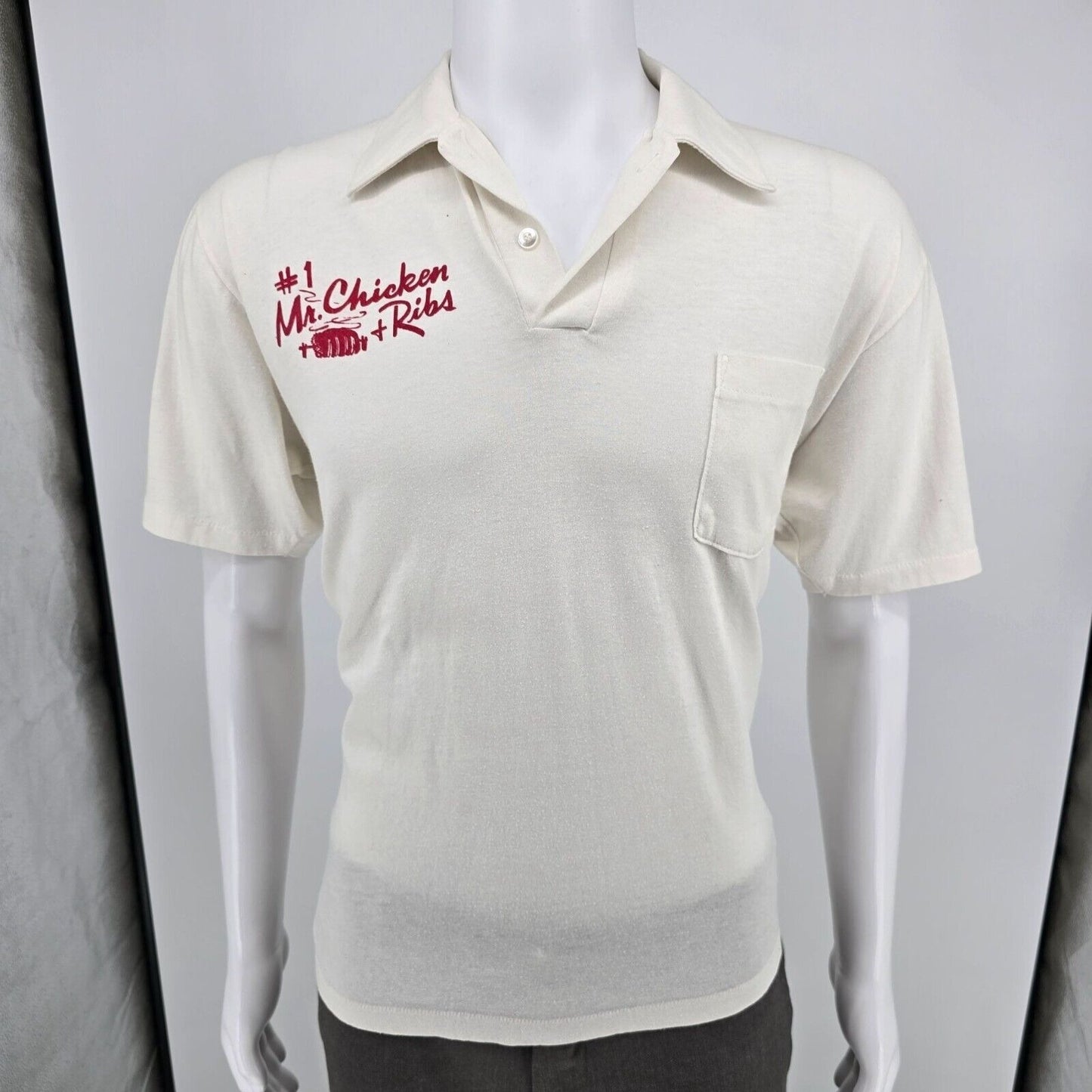 Vintage 1980s Sportswear #1 Mr. Chicken + Ribs "Krash Dog Kelly" Polo Shirt (L)