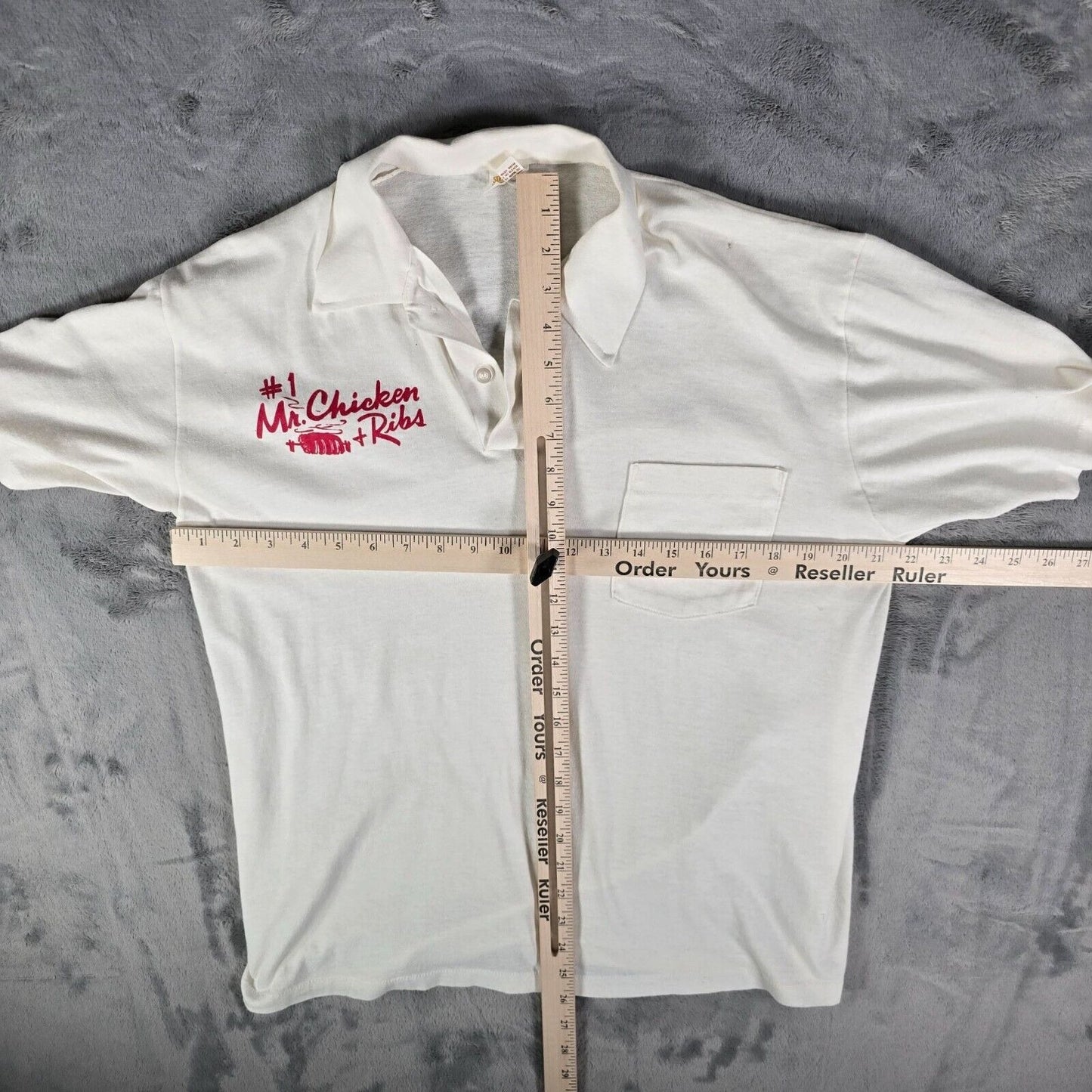 Vintage 1980s Sportswear #1 Mr. Chicken + Ribs "Krash Dog Kelly" Polo Shirt (L)