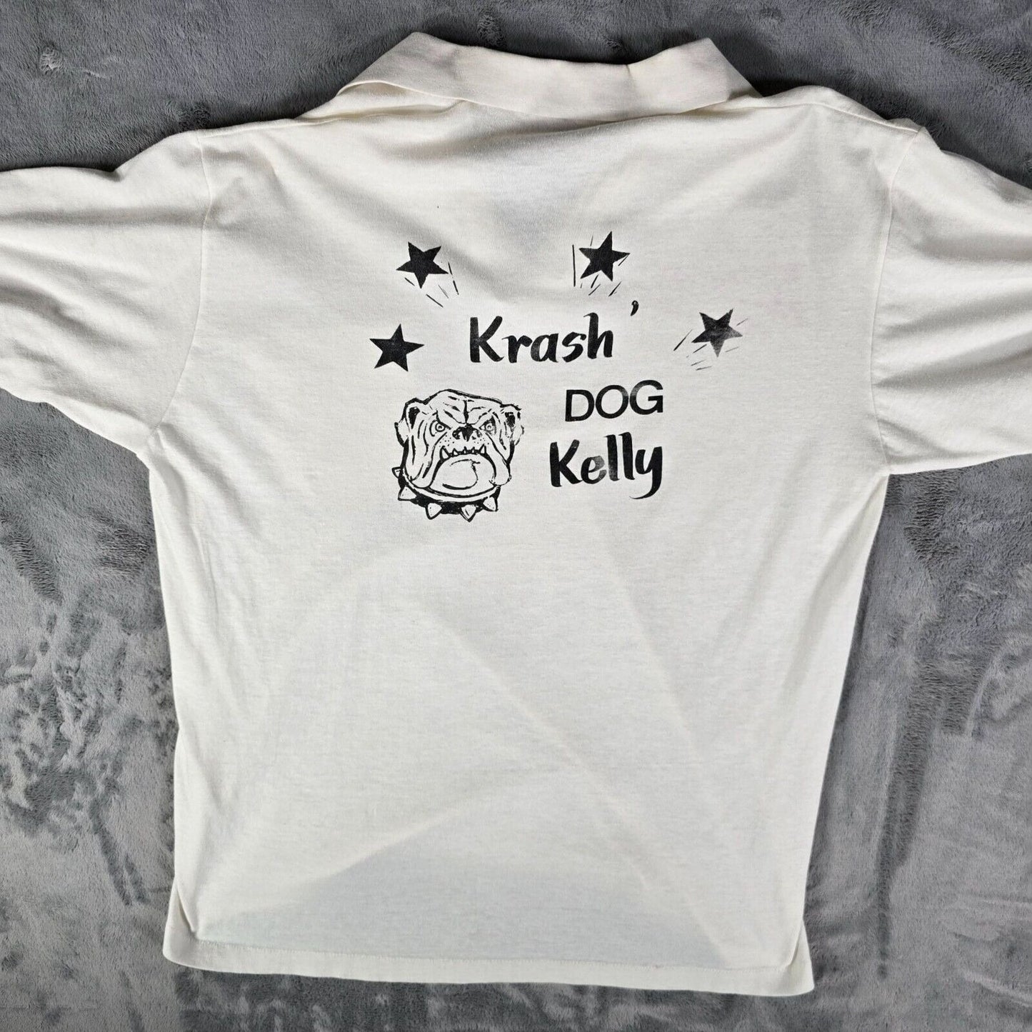 Vintage 1980s Sportswear #1 Mr. Chicken + Ribs "Krash Dog Kelly" Polo Shirt (L)