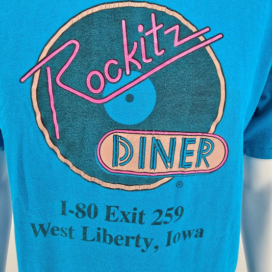 Vintage 90s Single Stitch Rockitz Diner West Liberty, Iowa Graphic T-Shirt (M/L)