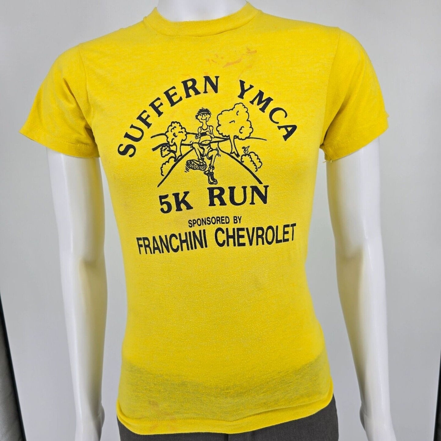 Vintage 1980s Suffern YMCA 5k Run Sponsored by Franchini Chevrolet T-Shirt (XS)