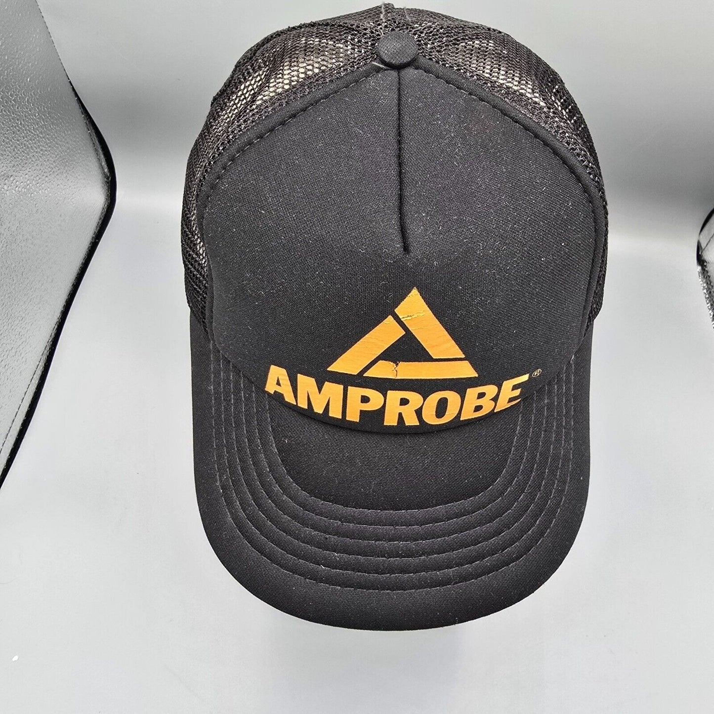 Vintage 1980s Amprobe Logo Mesh Snapback Black Designer Award Trucker Hat