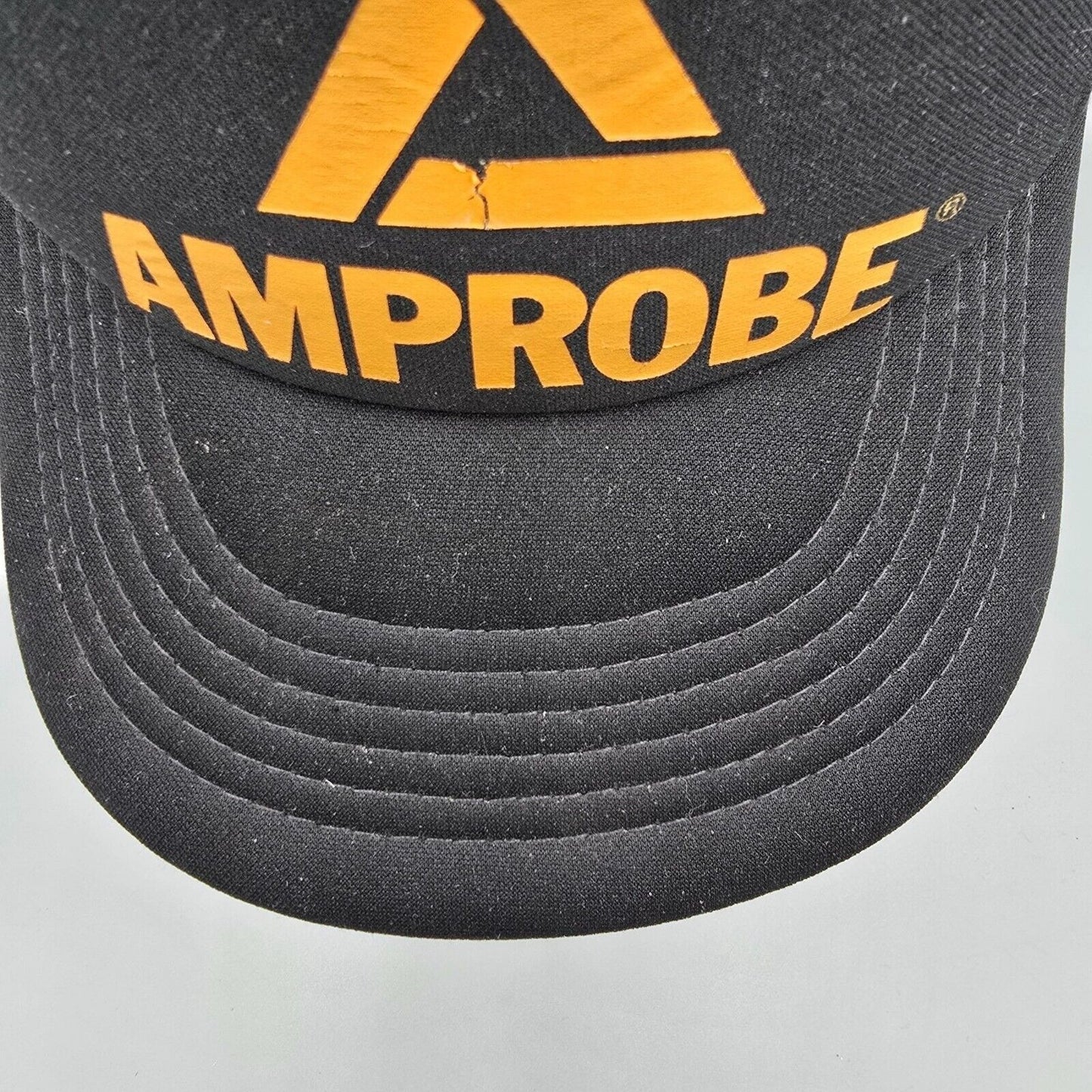 Vintage 1980s Amprobe Logo Mesh Snapback Black Designer Award Trucker Hat