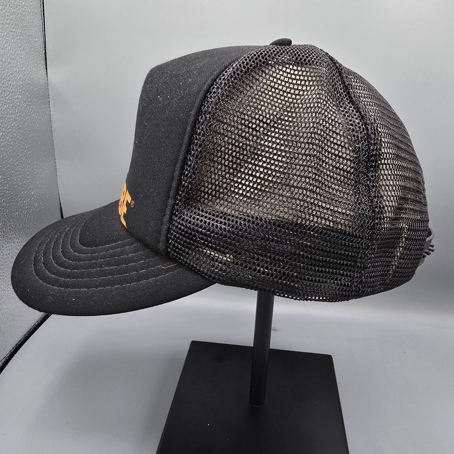 Vintage 1980s Amprobe Logo Mesh Snapback Black Designer Award Trucker Hat