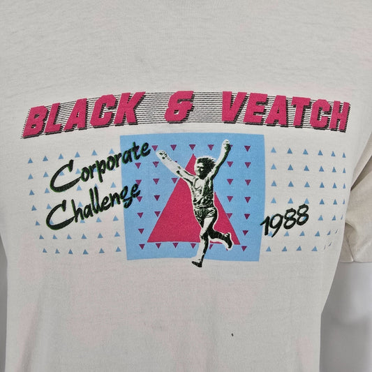 Vintage 1980s Screen Stars Black & Veatch Corporate Challenge 1988 T-Shirt (M)