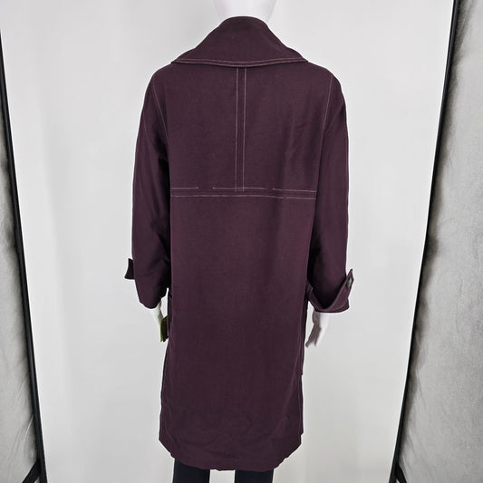 Vintage 1960s Misty Harbor Women's Plum Double-Breasted Mod Trench Coat (12p/L)
