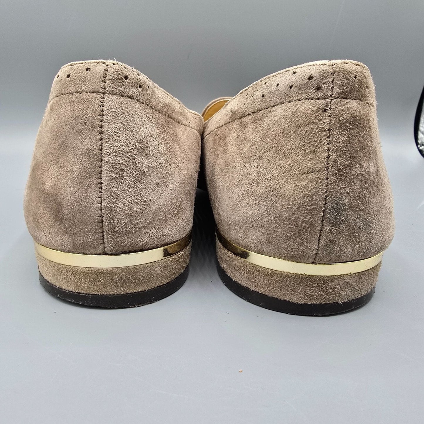 Vince Camuto Rizell Taupe Suede Pointed Toe Tasseled Slip on Loafers (7.5M)