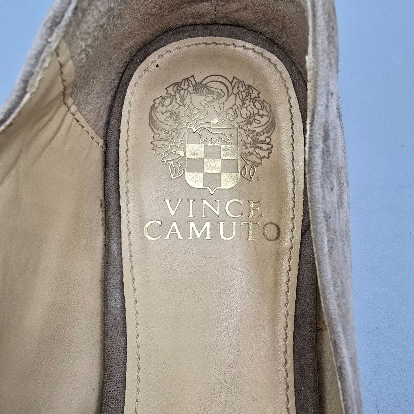 Vince Camuto Rizell Taupe Suede Pointed Toe Tasseled Slip on Loafers (7.5M)