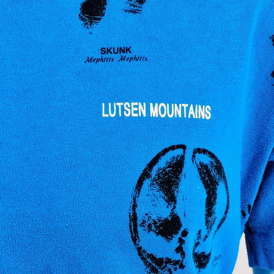 Vintage Single Stitch Lutsen Mountains All Over Print Animal Tracks T-Shirt (L)