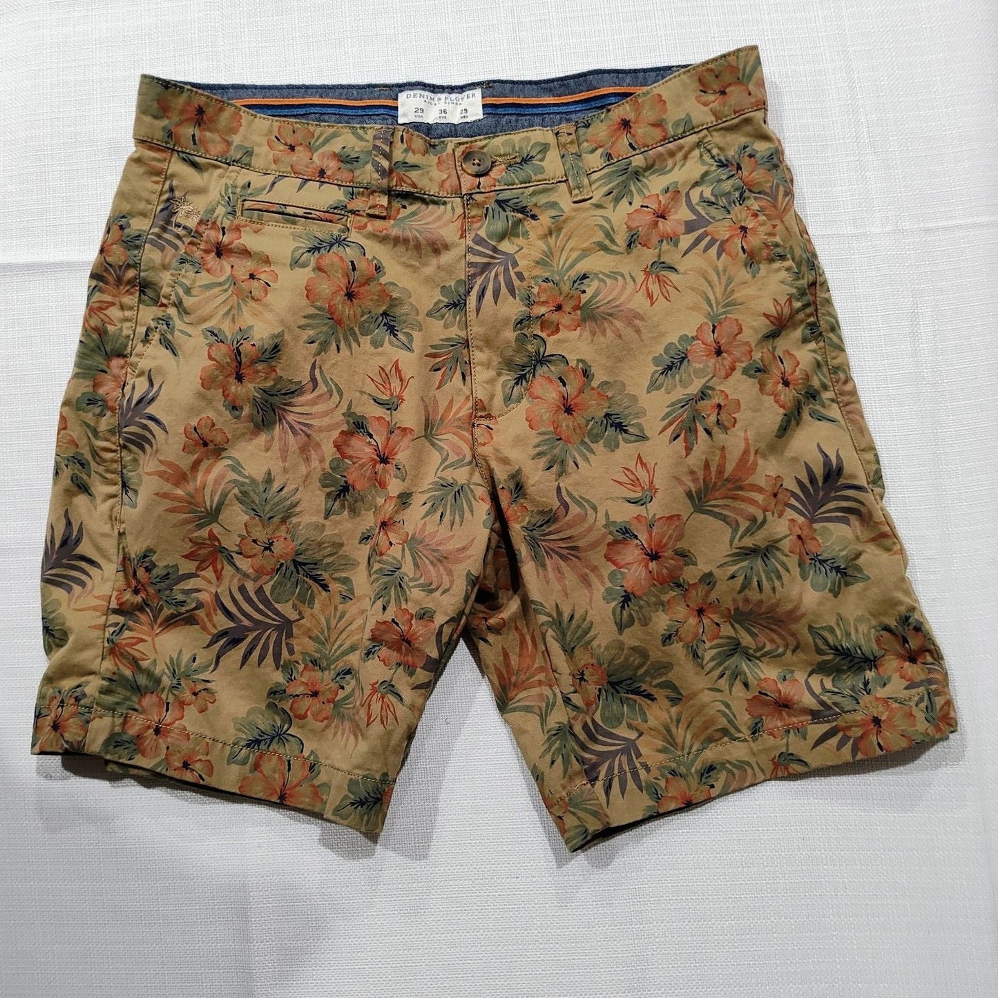 Ricky Singh "Denim & Flower" Brown Floral Pattern 7.5" Inseam Shorts (Sjze 29)