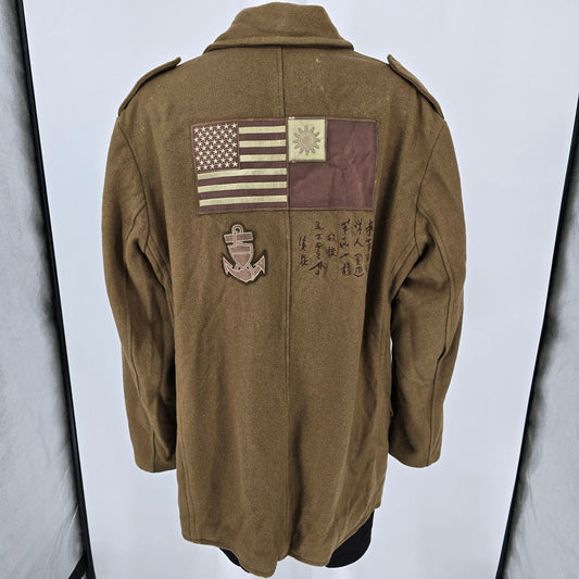 2010s Schott Drab Olive Green Vietnam Tribute Wool Blend Navy Peacoat (3XL)