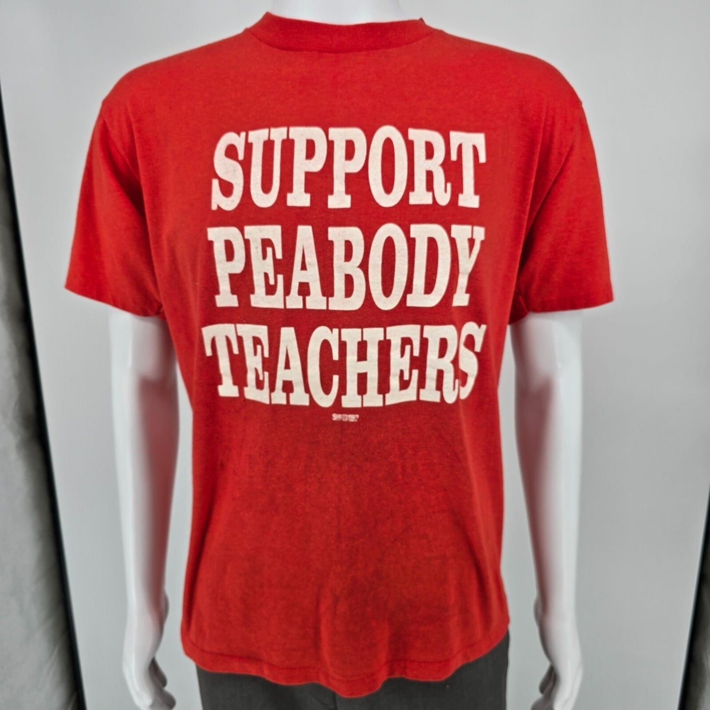 Vintage 1980s "Support Peabody Teachers" 1988 Union Strike T-Shirt (M/L)