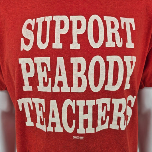 Vintage 1980s "Support Peabody Teachers" 1988 Union Strike T-Shirt (M/L)