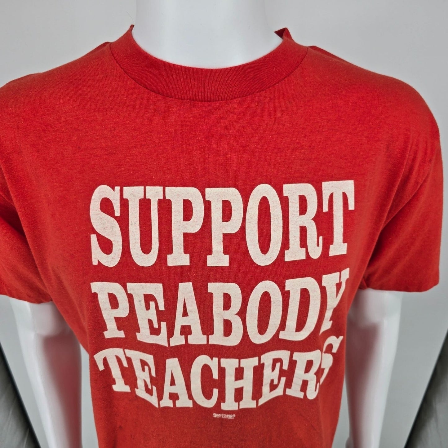 Vintage 1980s "Support Peabody Teachers" 1988 Union Strike T-Shirt (M/L)