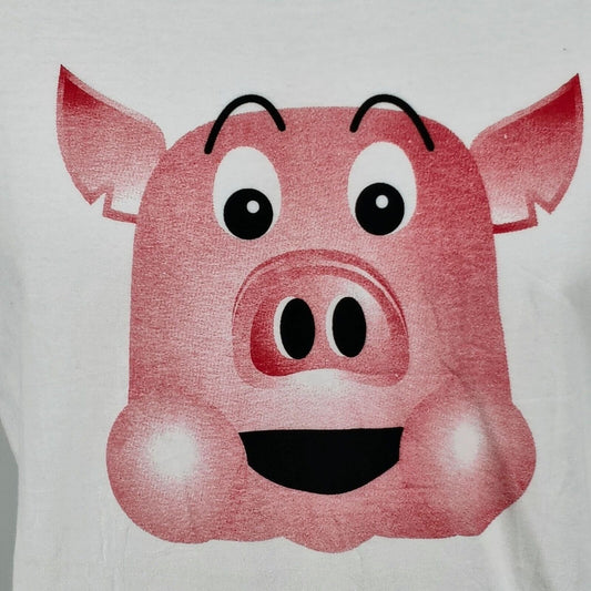 Vintage 90s Single-Stitch Hanes Beefy-T "Do The Pig" White Graphic T-Shirt (XL)