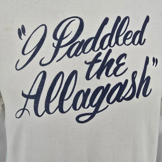 Vintage Distressed 1980s Jerzees "I Paddled the Allagash" Maine T-Shirt (L)