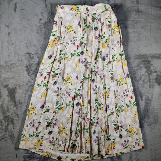 Vintage 1990s Evan-Picone Womens Floral Pleated 100% Rayon Maxi Skirt (Size 6)