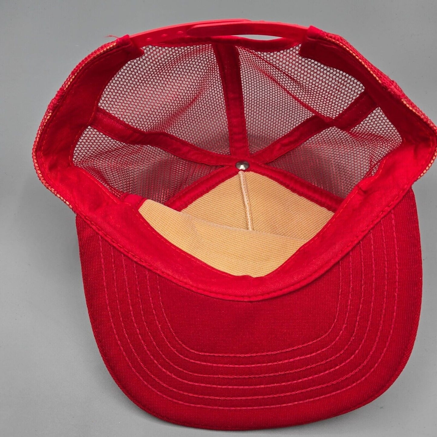 Vintage Operation Redblock Red & White Mesh Railroad Union Trucker Hat