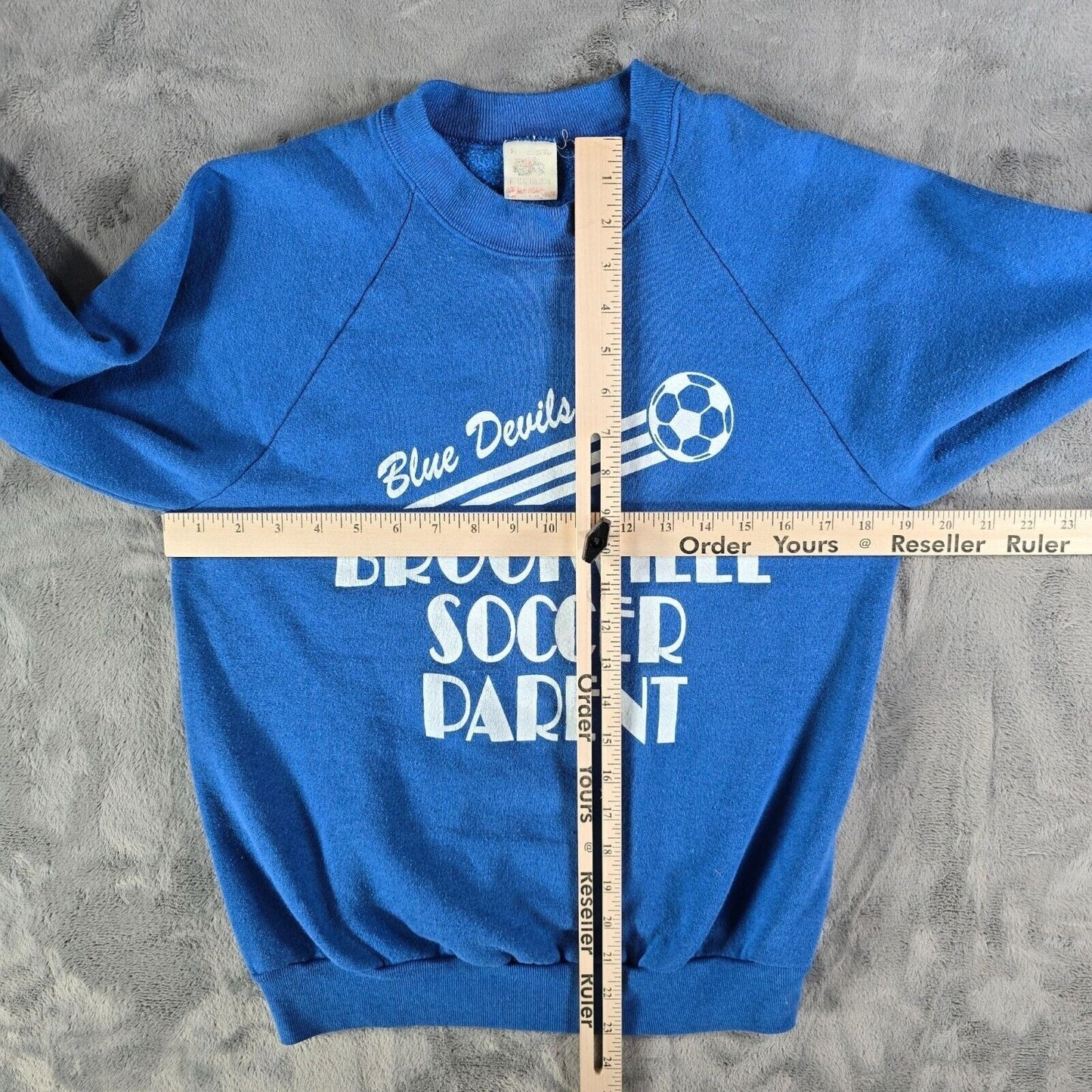 Vintage 1980s Brookville (Ohio) Blue Devils Soccer Parent Blue Sweatshirt (M)