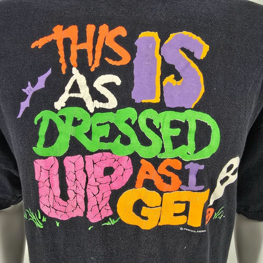 Vintage 1990s Peacock "This Is as Dressed Up as I Get" Halloween T-Shirt (XL)