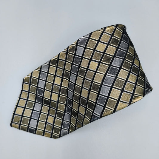 Perry Ellis Portfolio Mens Geometric Checkered Silk Tie (Fair/Good Condition)