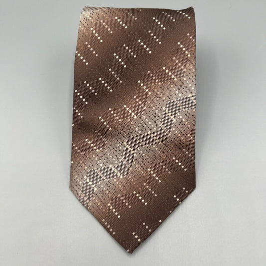 Vintage 1990s Deadstock NWT Wembley Brown Geometric Pattern Polyester Necktie