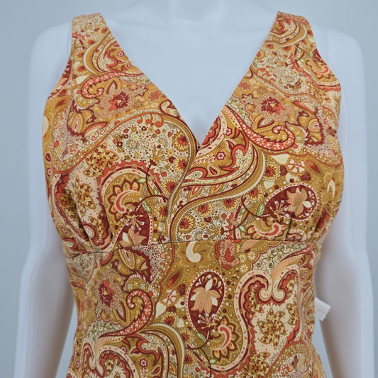 Vintage 1970s Boho Paisley Cotton Sleeveless Festival Sundress (Small)