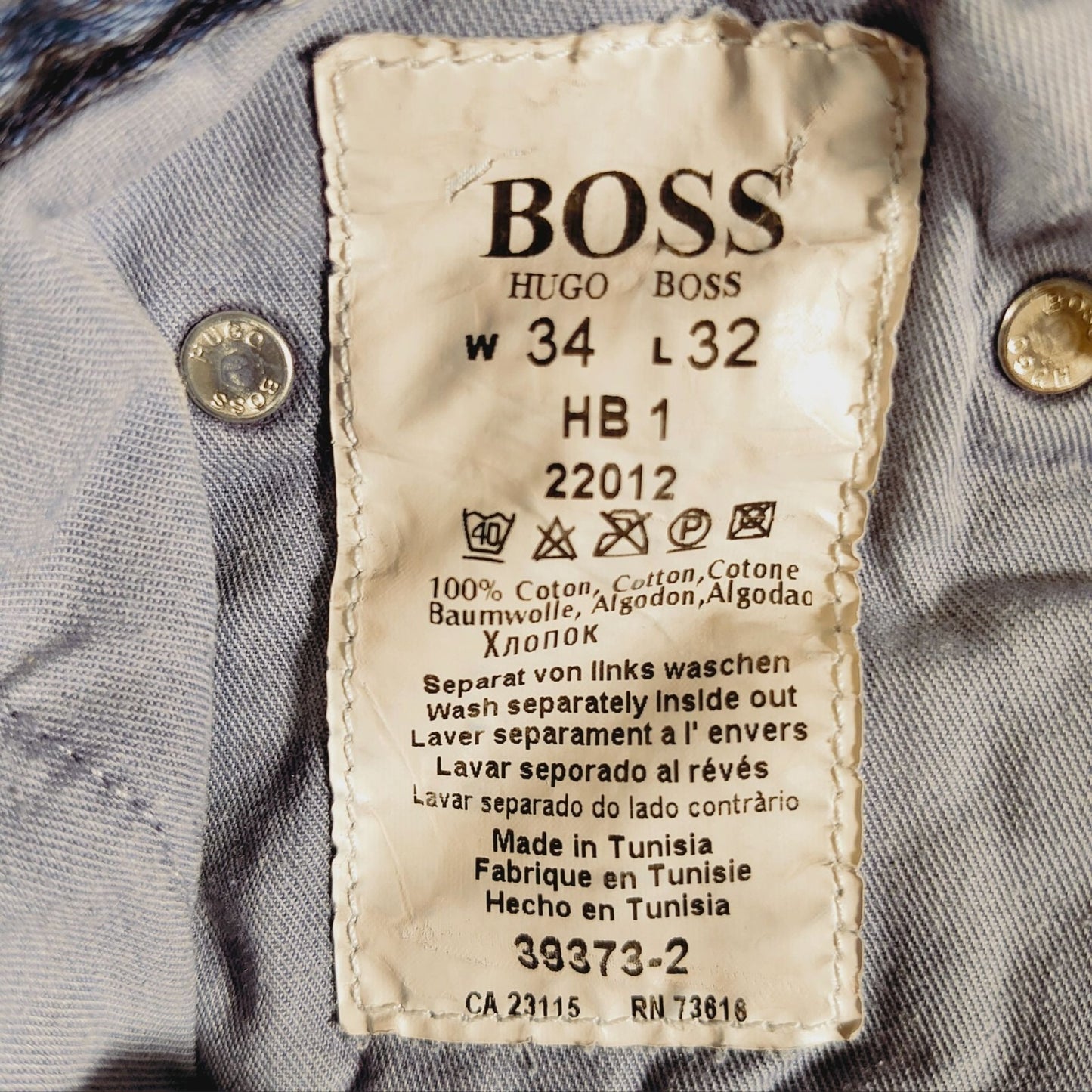 Hugo Boss Mens Regular Fit 100% Cotton Black Striped Blue Jeans (34x32)