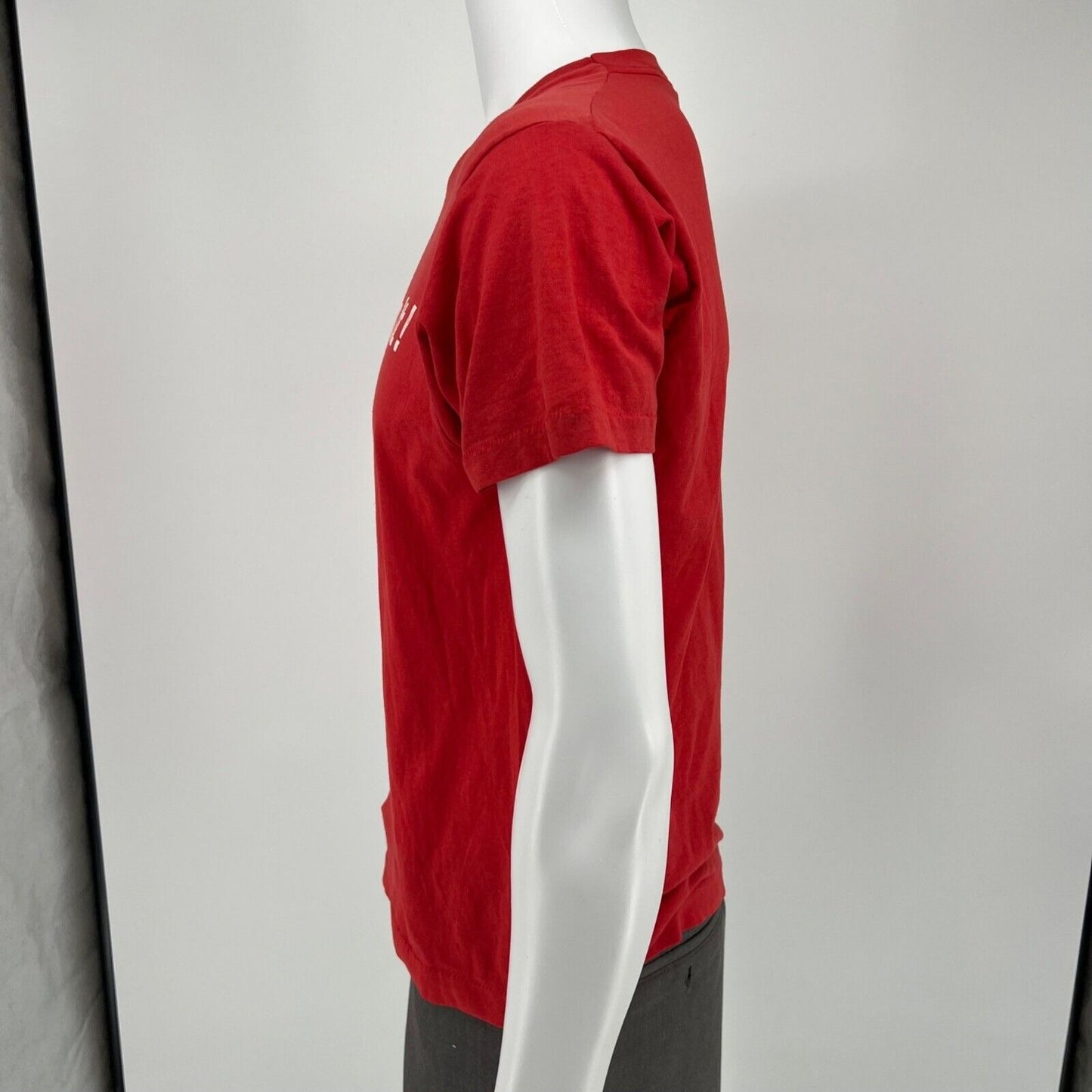 Vintage 1980s Screen Stars Red/White "We Can Do It! AMH" T-Shirt (Medium)