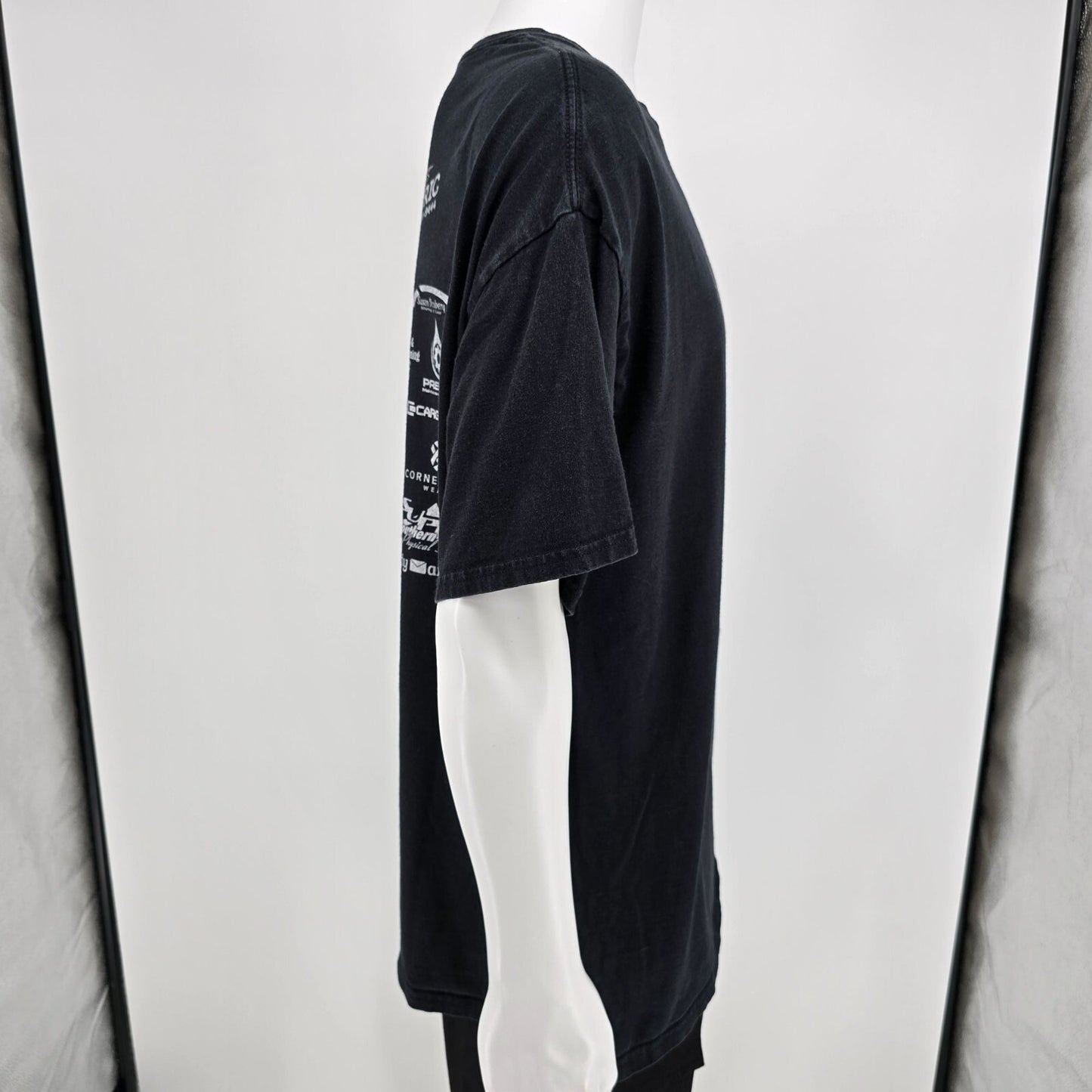Early 2010s Gildan "Just Read It" Nike Swoosh Parody Faded Black T-Shirt (2XL)