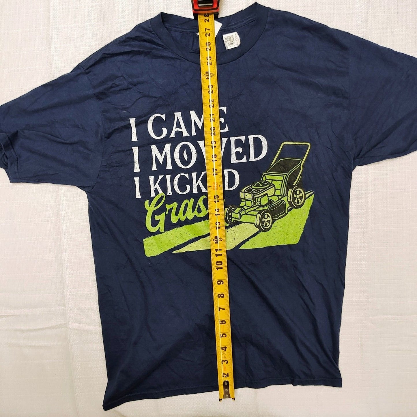 Blue "I Came I Mowed I Kick Grass" Lawn Mowing Graphic T-Shirt (Large)
