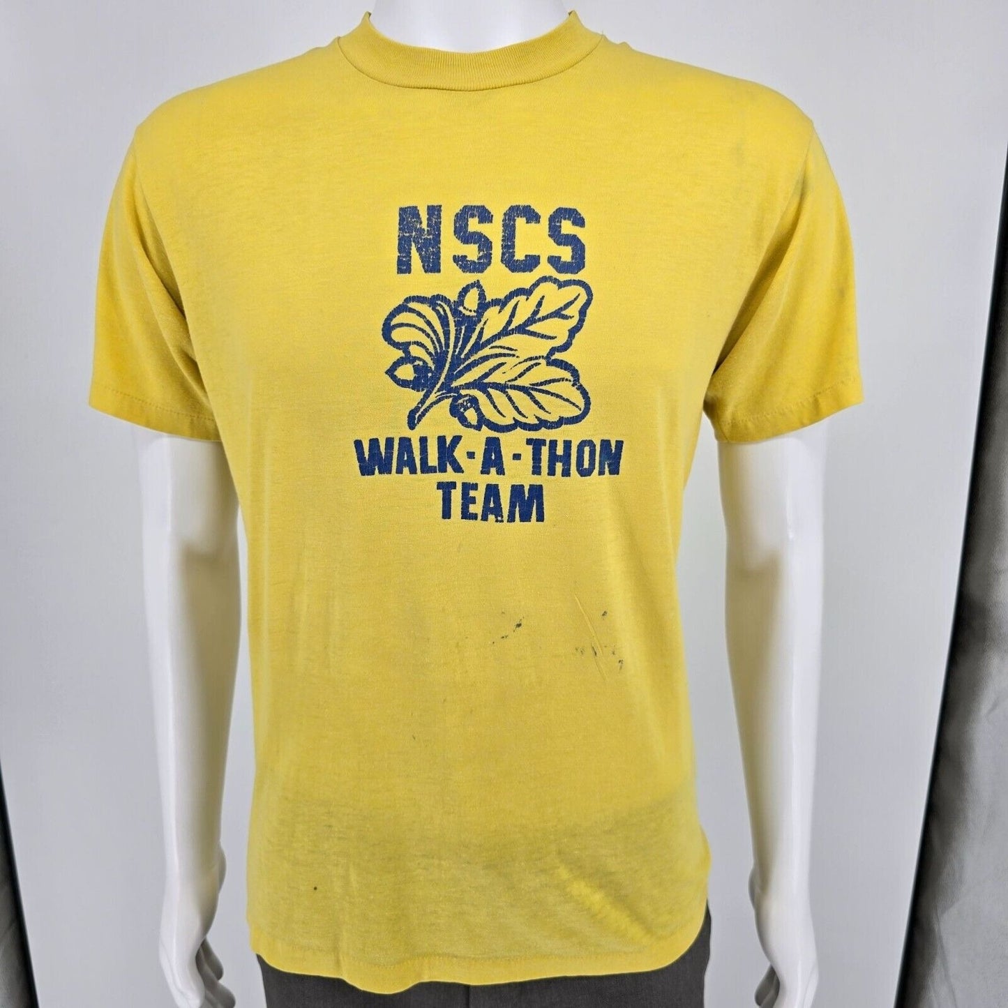 Distressed Vintage 1980s Stedman NSCS Walk-A-Thon Team "Go Navy!" T-Shirt (M)