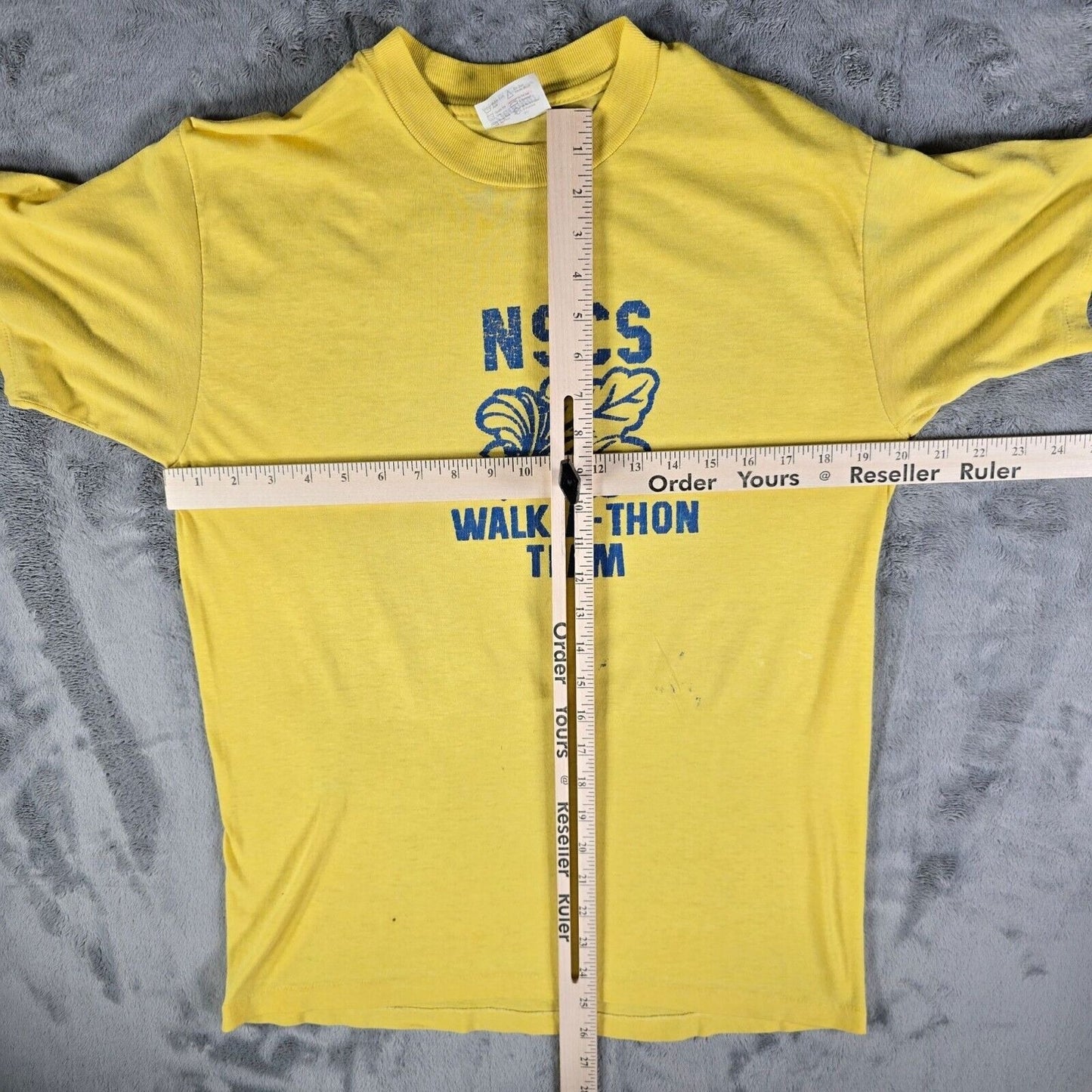 Distressed Vintage 1980s Stedman NSCS Walk-A-Thon Team "Go Navy!" T-Shirt (M)