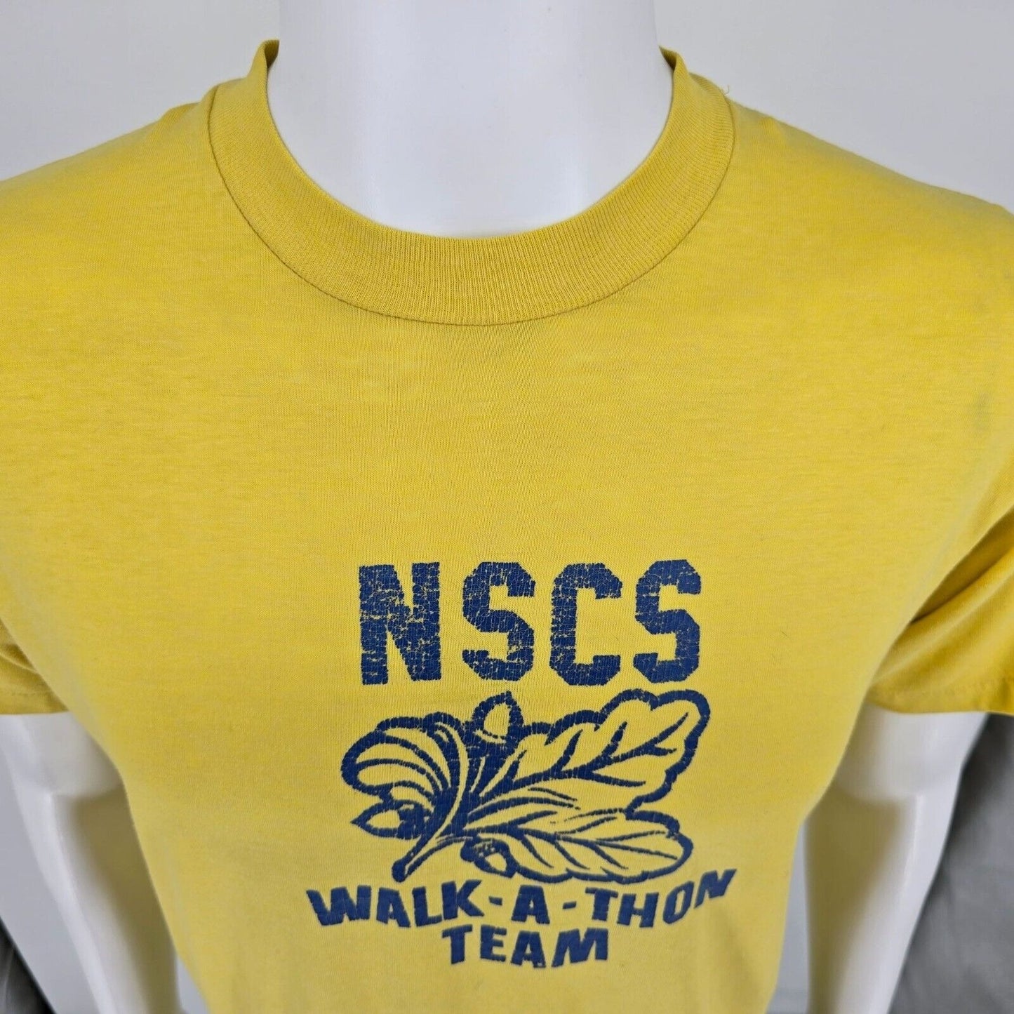 Distressed Vintage 1980s Stedman NSCS Walk-A-Thon Team "Go Navy!" T-Shirt (M)