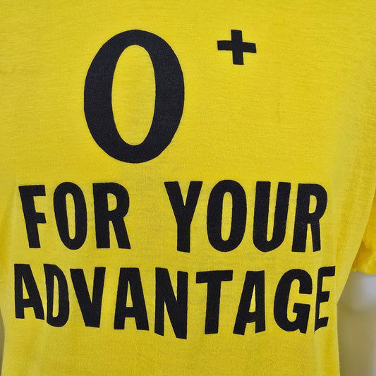 Vintage 1980s Screen Stars "O+ For Your Advantage" ATP Blood Type T-Shirt (L/XL)