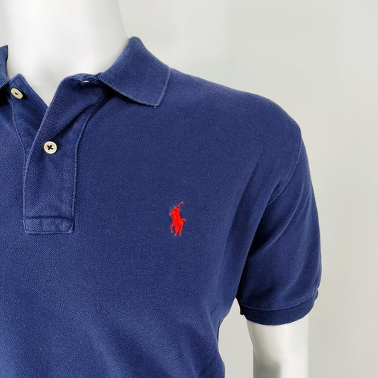 Polo Ralph Lauren 2000s Blue Polo with Red Pony Chest Logo (Large)
