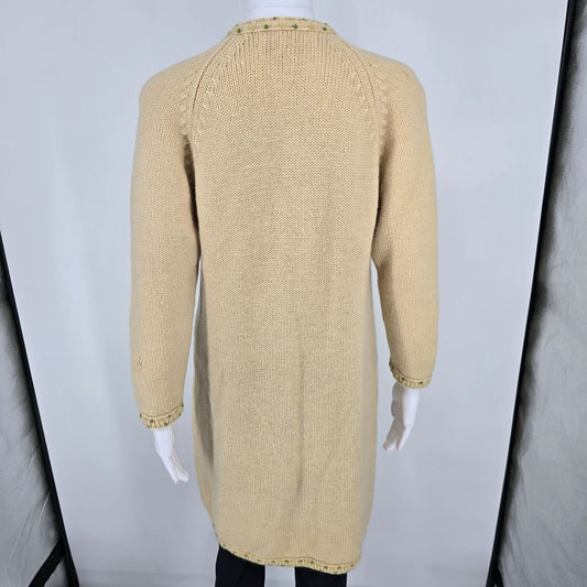 Vintage 1970s Nat Allen Women's Virgin Wool Hand Embroidered Floral Cardigan