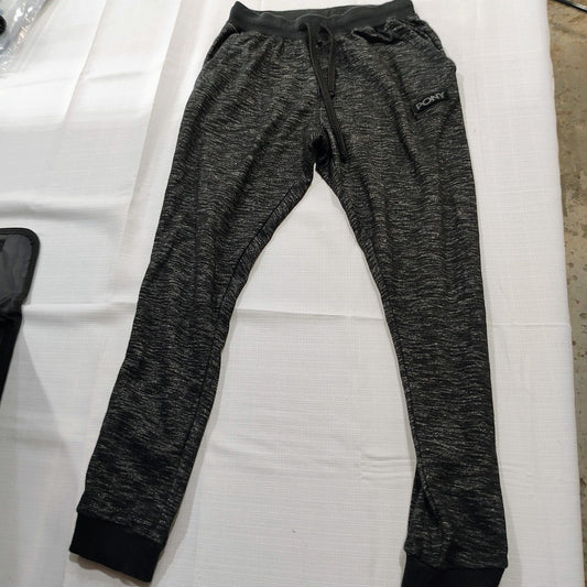 PONY Gray and Black Logo and Drawstring Sweatpants (Small)