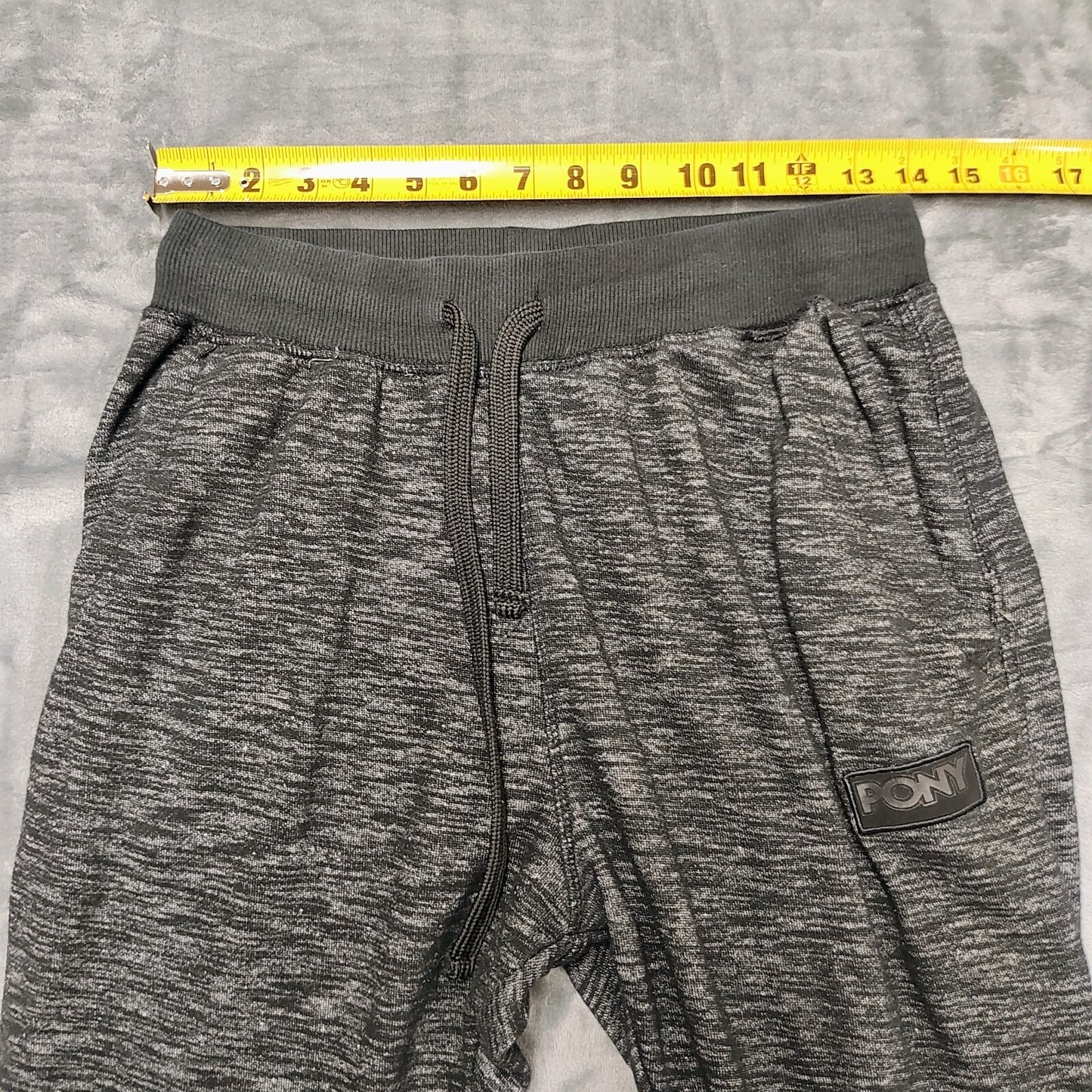 PONY Gray and Black Logo and Drawstring Sweatpants (Small)