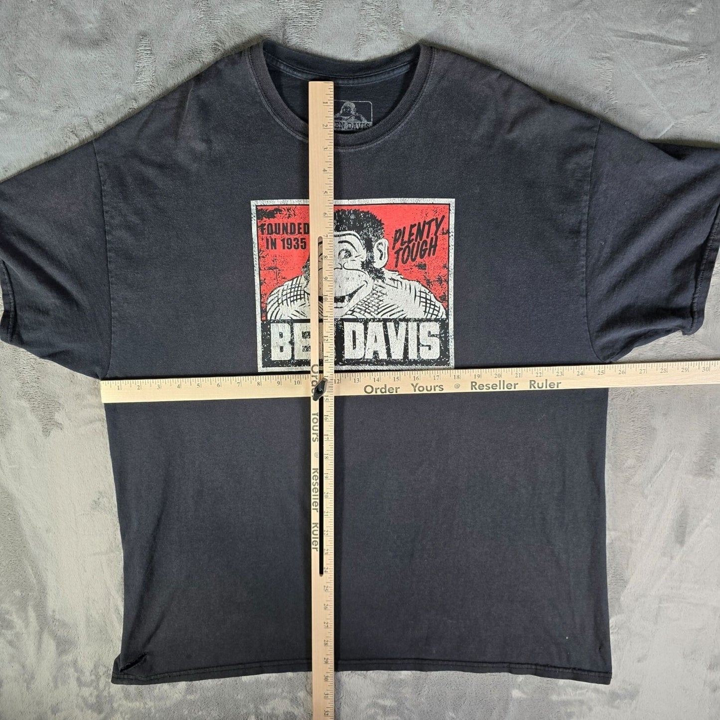 Distressed Ben Davis Workwear "Plenty Tough" Monkey Logo Graphic T-Shirt (2XL)