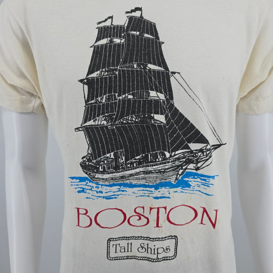 Distressed Vintage 1990s Screen Stars Boston Tall Ships Souvenir T-Shirt (M)