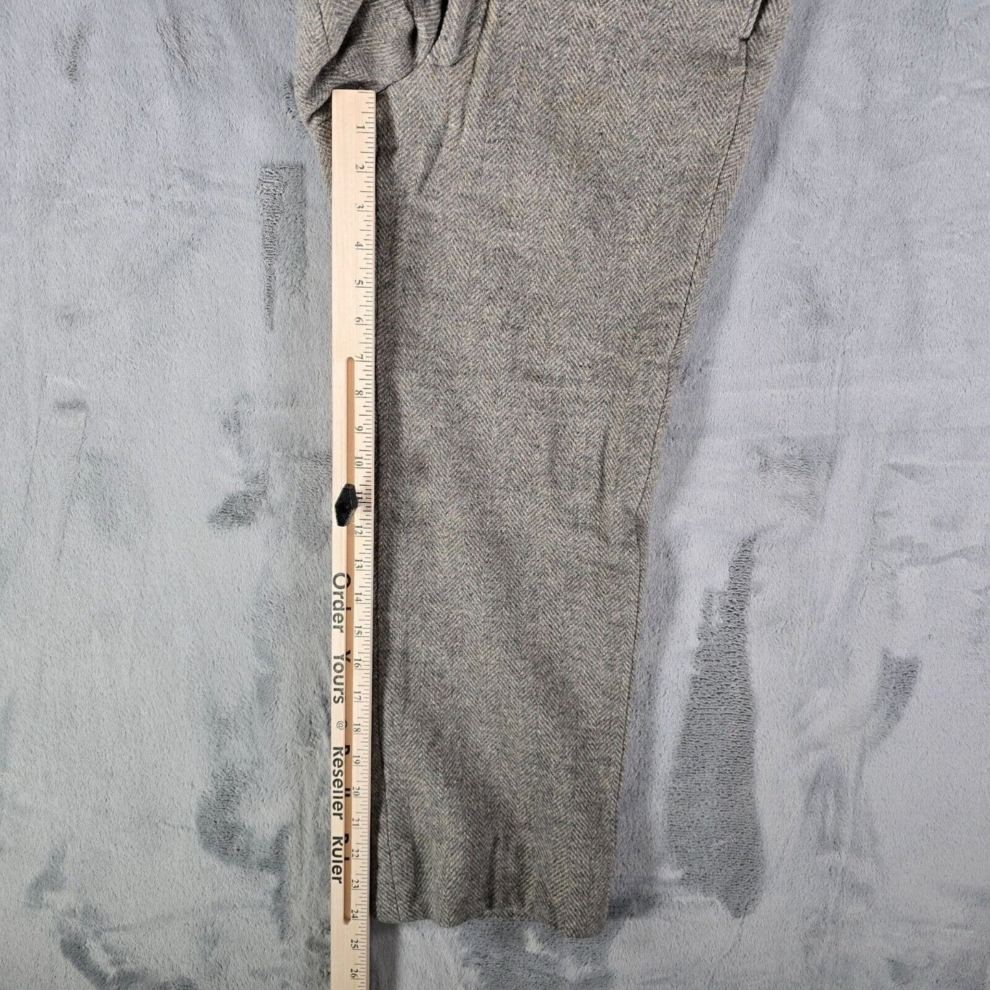 Vintage 1960s Hickey Freeman Gray Wool Herringbone Trousers (31x24) *Fair Cond.