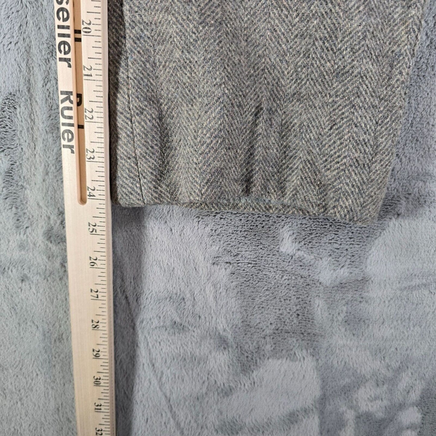 Vintage 1960s Hickey Freeman Gray Wool Herringbone Trousers (31x24) *Fair Cond.
