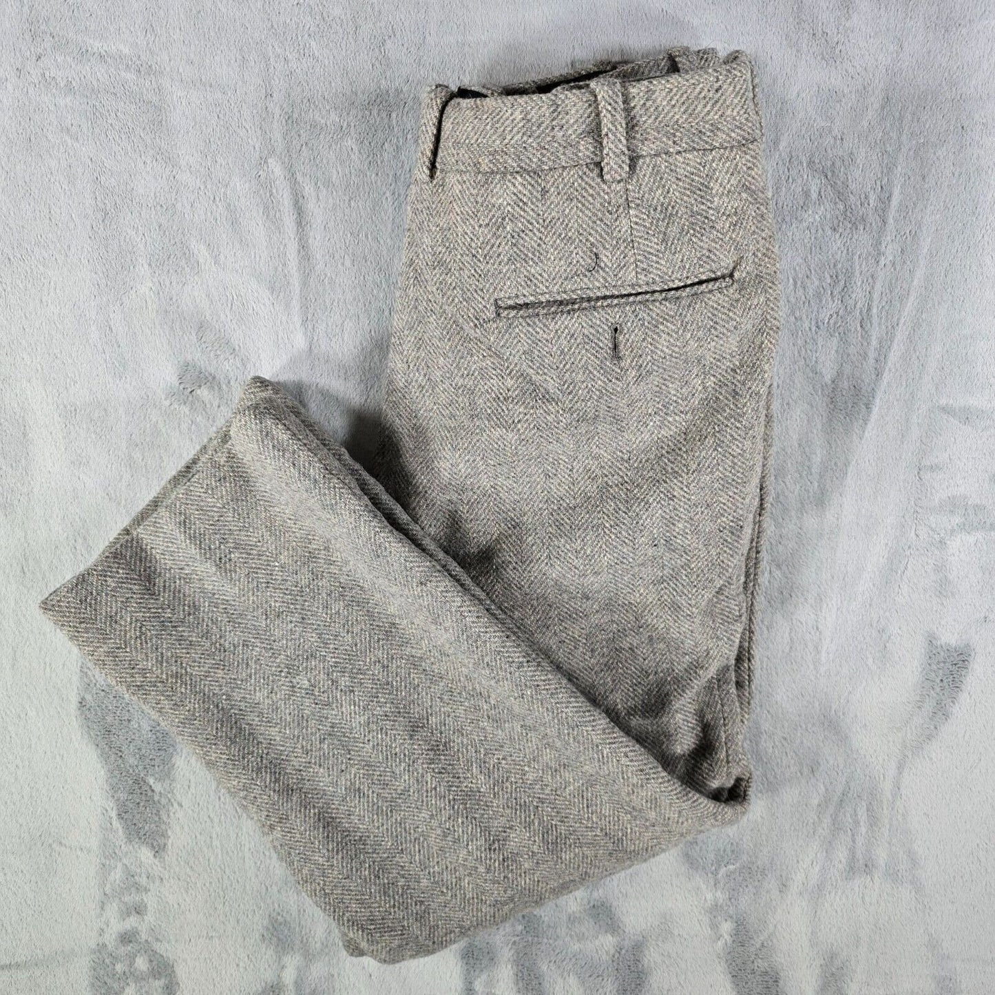 Vintage 1960s Hickey Freeman Gray Wool Herringbone Trousers (31x24) *Fair Cond.