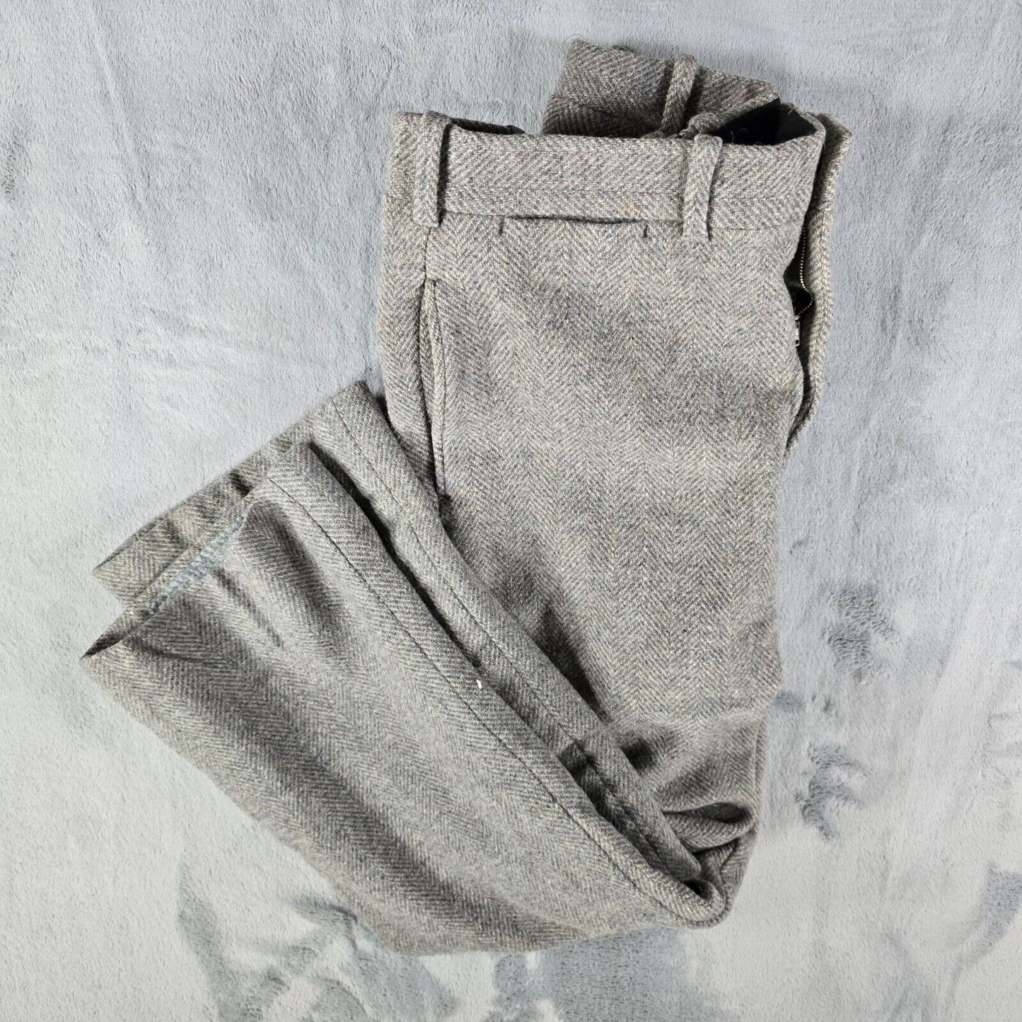 Vintage 1960s Hickey Freeman Gray Wool Herringbone Trousers (31x24) *Fair Cond.