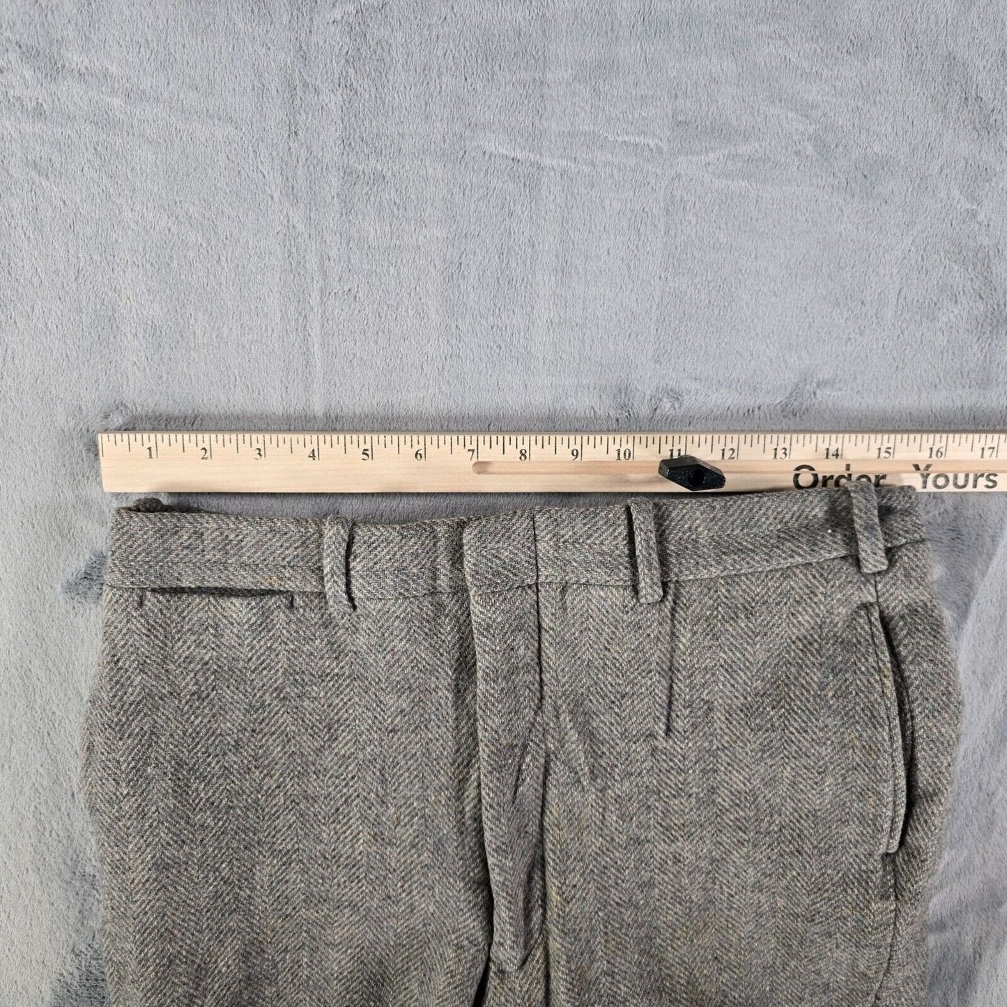 Vintage 1960s Hickey Freeman Gray Wool Herringbone Trousers (31x24) *Fair Cond.